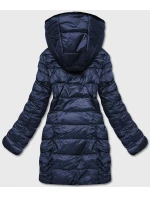 Tmavomodrá obojstranná dámska bunda - kožuch (b8053-3) Tmavomodrá obojstranná dámska bunda - kožuch (b8053-3)