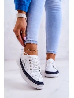 Dámské kožené tenisky v bílé a tmavě modré barvě model 21579583 - EVENTO