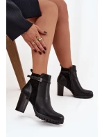 Dámské kotníkové boty na sloupku s páskem černé Mirielle