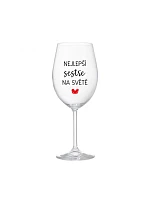 THE BEST SISTER IN THE WORLD - číry pohár na víno 350 ml