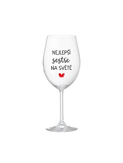 THE BEST SISTER IN THE WORLD - číry pohár na víno 350 ml