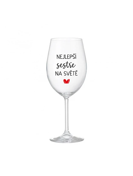THE BEST SISTER IN THE WORLD - číry pohár na víno 350 ml