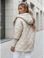 Dámská přechodná prošívaná bunda oversize light beige Dstreet model 21986700 - FashionStreet Dámská přechodná prošívaná bunda oversize light beige Dstreet model 21986700 - FashionStreet