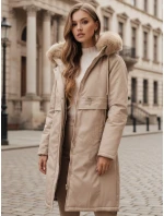Dámská zimní bunda parka s kožešinou béžová Dstreet model 21991641 - FashionStreet