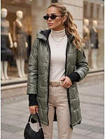 Dámska prešívaná prechodová bunda s kapucňou, zelená, FashionStreet TY5789 Dámska prešívaná prechodová bunda s kapucňou, zelená, FashionStreet TY5789