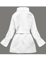 Biela prešívaná dámska bunda s opaskom (7262)