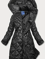 Dámska dlhá prešívaná bunda čierna (ag1-j9082)