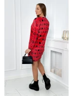 Sametové šaty s ozdobným vzorem červený