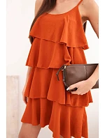 Dámské mini šaty na ramínkách s volánky model 22084787 - K-Fashion Dámské mini šaty na ramínkách s volánky model 22084787 - K-Fashion
