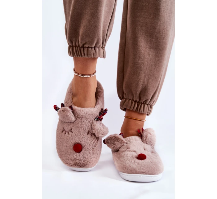 Dámské vánoční kožešinové pantofle se model 21605221 béžovou Claire - Boto