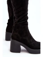 Damskie Kozaki Przed Kolano Na Masywnym Słupku D&A SN622-10A Czarne