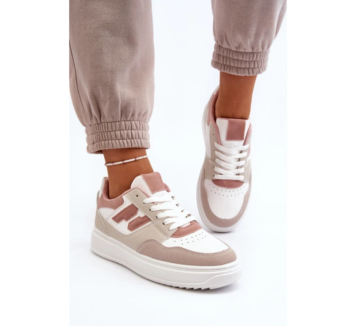 Damskie Niskie Sneakersy Beżowe Regines