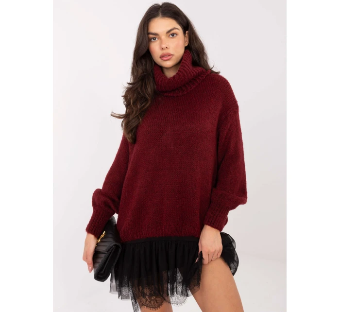 Sweter IN SW model 21787934 bordowy - FPrice Sweter IN SW model 21787934 bordowy - FPrice