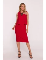 S422 Šaty s čipkovanou vsadkou - červené S422 Šaty s čipkovanou vsadkou - červené