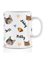 Personalizovaný klasický biely keramický hrnček s objemom 300 ml s motívom domácich miláčikov