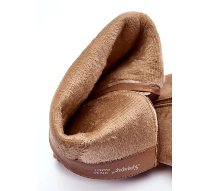 Dámske semišové čižmy na vysokom podpätku Kilrenita beige - Seastar