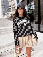 AURORA dámsky pruhovaný sveter čierny FashionStreet MY2074