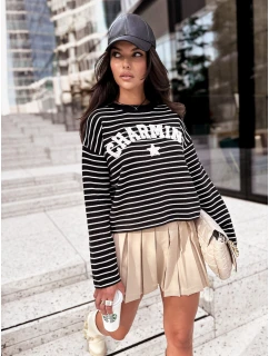 AURORA dámsky pruhovaný sveter čierny FashionStreet MY2074