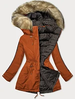 Dámska obojstranná bunda oranžová a hnedá (w555)