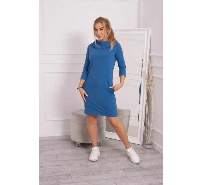 Džínové šaty s kapucí a kapsami