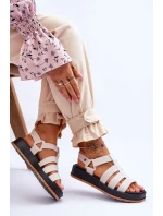 Dámské sandály na suchý zip Světle béžová model 21615530 - Zaxy