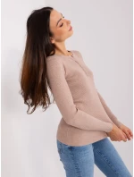 Sweter PM SW Y model 18904813 ciemny bezowy - FPrice Sweter PM SW Y model 18904813 ciemny bezowy - FPrice
