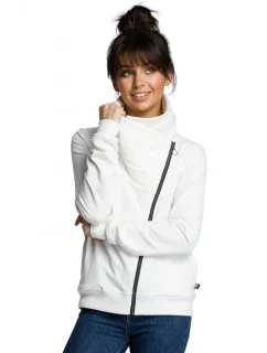 model 15097749 Mikina na zip ecru barva - BeWear