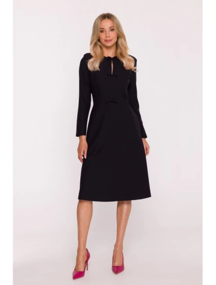 model 21319063 Šaty s mašlí černé - STYLOVE