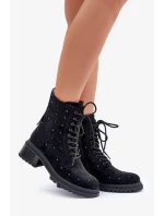 Dámske zdobené členkové topánky D&A MR880-017 Black Dámske zdobené členkové topánky D&A MR880-017 Black