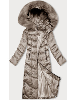 Béžová dlhá zimná bunda s kapucňou S'west (B8198-12)