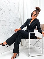 Súprava voľná bunda + široké nohavice čierna (8167)