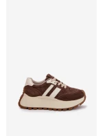 Semišové tenisky na masivní platformě model 22031726 Čokoládové - D&A