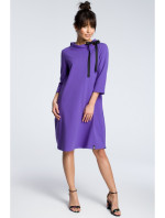 B070 Oversized šaty s opaskom na zaväzovanie - fialové