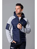 Tmavě pánská sportovní bunda z různých spojených materiálů model 18347870 - J.STYLE Tmavě pánská sportovní bunda z různých spojených materiálů model 18347870 - J.STYLE