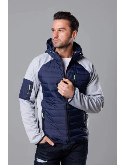 Tmavo modro-šedá pánska športová bunda z rôznych spojených materiálov (8M906-215)