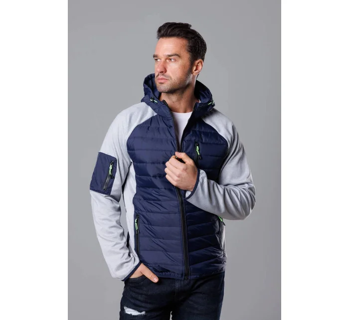Tmavo modro-šedá pánska športová bunda z rôznych spojených materiálov (8M906-215)