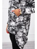 Mikina s dlhým chrbtom moro grey+black