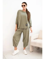 Bavlnená mikina + nohavice svetlej khaki farby Bavlnená mikina + nohavice svetlej khaki farby