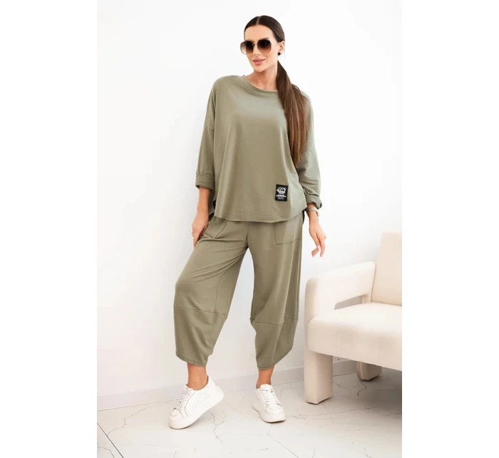 Bavlnená mikina + nohavice svetlej khaki farby Bavlnená mikina + nohavice svetlej khaki farby