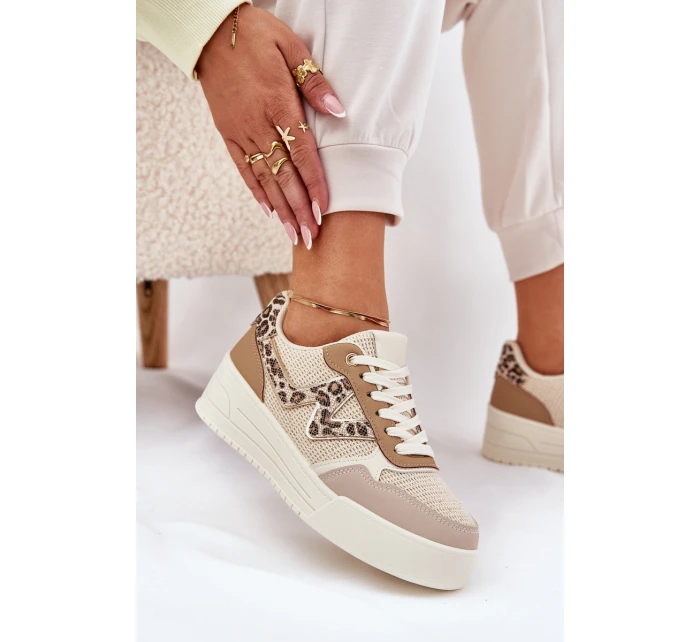 Buty Sportowe Damskie Na Platformie Panterka Khaki Lorori