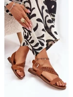 Sandały Damskie Z Naturalnej Skóry Na Płaskim Obcasie Zazoo 3564 Camel Sandały Damskie Z Naturalnej Skóry Na Płaskim Obcasie Zazoo 3564 Camel