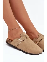 Klapki Chodaki Damskie Na Korkowej Platformie Ze Złotą Klamrą Big Star SS274738 Beżowe Klapki Chodaki Damskie Na Korkowej Platformie Ze Złotą Klamrą Big Star SS274738 Beżowe