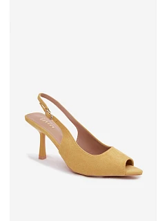 Dámské sandály na podpatku Eko semiš žluté Sevina