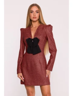 šaty s výstřihem do V bordó model 21295864 - Moe