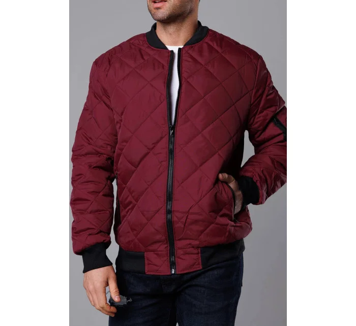 Pánska prešívaná bunda typu "bomber" vo vínovej bordovej farbe (MY01-6)