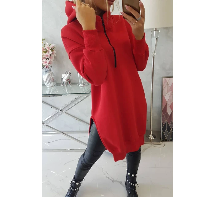 Mikina s bočními rozparky červená
