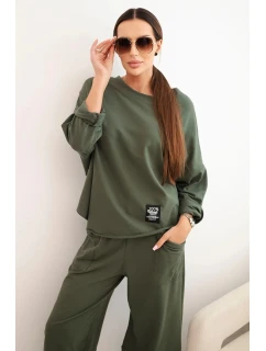 Komplet bavlněný mikina + kalhoty khaki