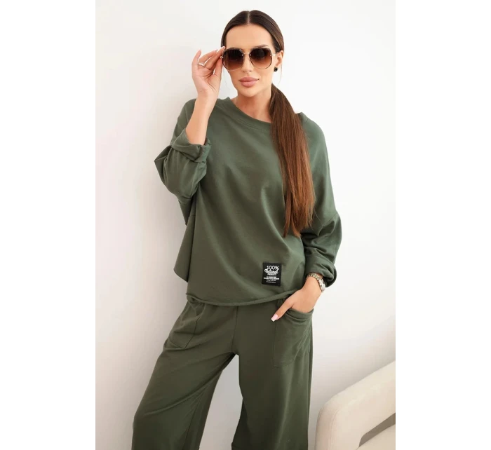 Komplet bavlněný mikina + kalhoty khaki