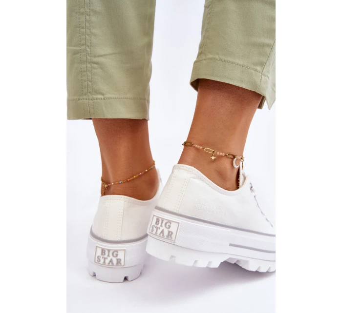 Materiałowe Trampki Na Platformie Big Star LL274150 Białe Materiałowe Trampki Na Platformie Big Star LL274150 Białe