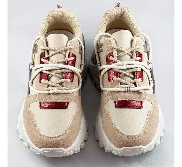 Béžové dámske športové topánky so zvieracím motívom (VIVI1038)